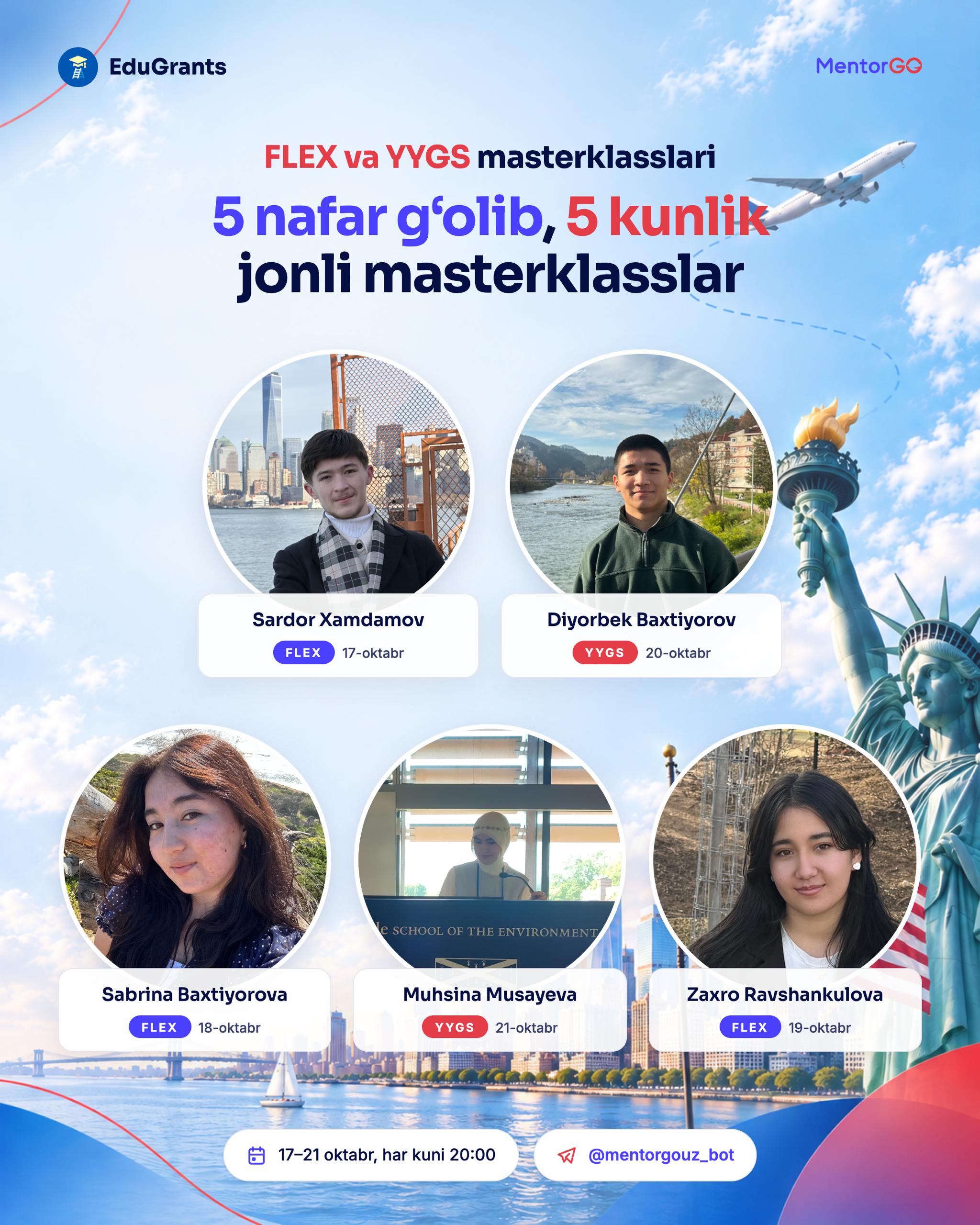 FLEX va YYGS almashinuv dasturlari masterklasslari